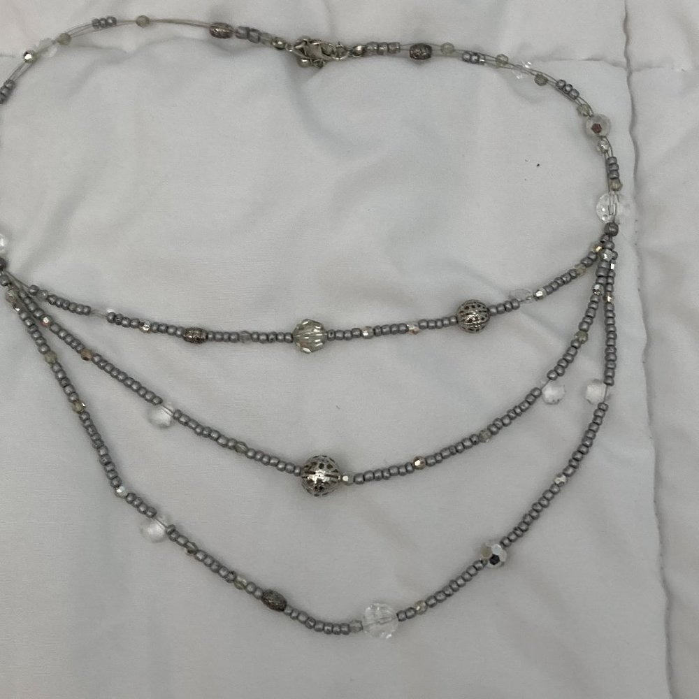 Silver and Grey 3 tier necklace  - New York & Company